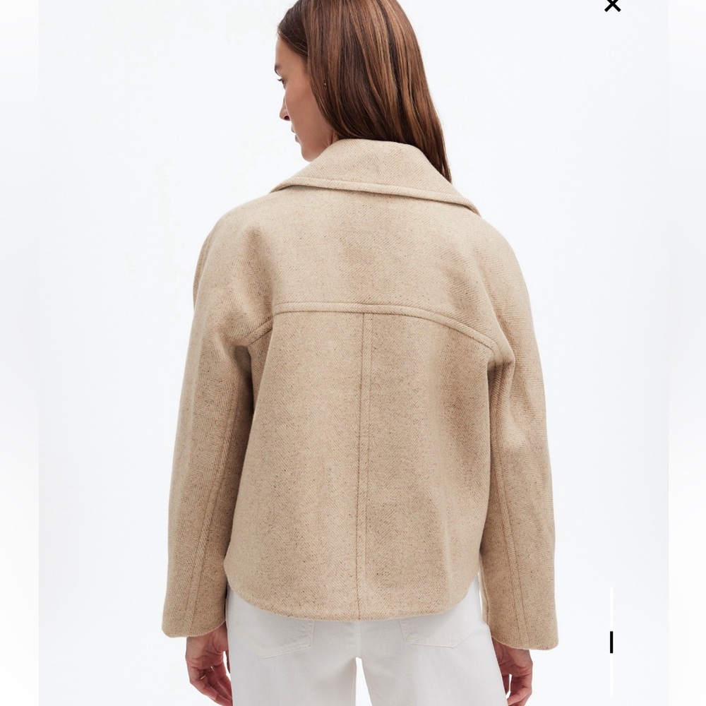 Madewell Oversized Collar Herringbone Prescott NEW NWT in heathered Oatmeal - Picture 6 of 16